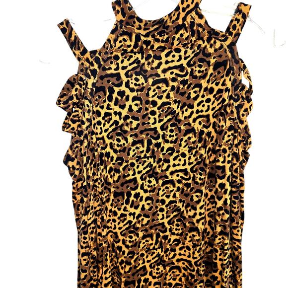 Venus XS Cheeta Women's Cut Out Sleeve Dress Miss Size 0 2 Extra Small - Picture 1 of 7